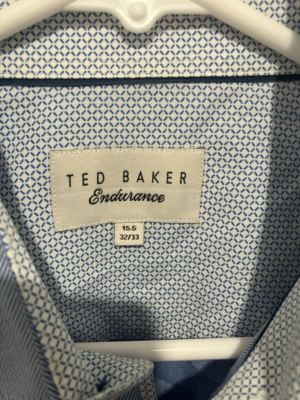 Ted Baker Endurance Men's Button-Up Patterned Dress Shirt, Blue, Size 15.5-32/33